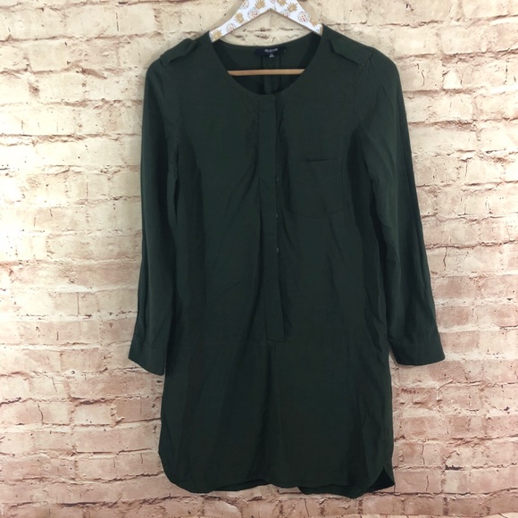 Madewell Long Sleeve Green Tunic Dress - Picture 2 of 8
